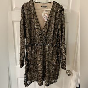 Boohoo Brand New black and gold sequin dress.